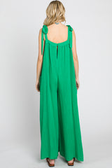 Green Tie Strap Wide Leg Jumpsuit