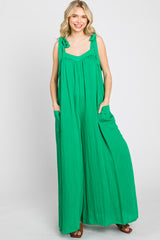 Green Tie Strap Wide Leg Jumpsuit