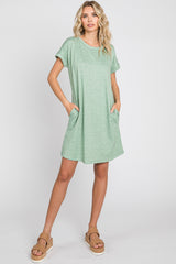 Green Heathered Pocketed Dress