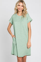 Green Heathered Pocketed Dress