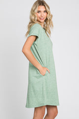 Green Heathered Pocketed Dress