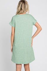 Green Heathered Pocketed Dress