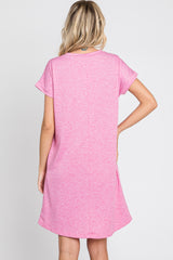 Pink Heathered Pocketed Dress