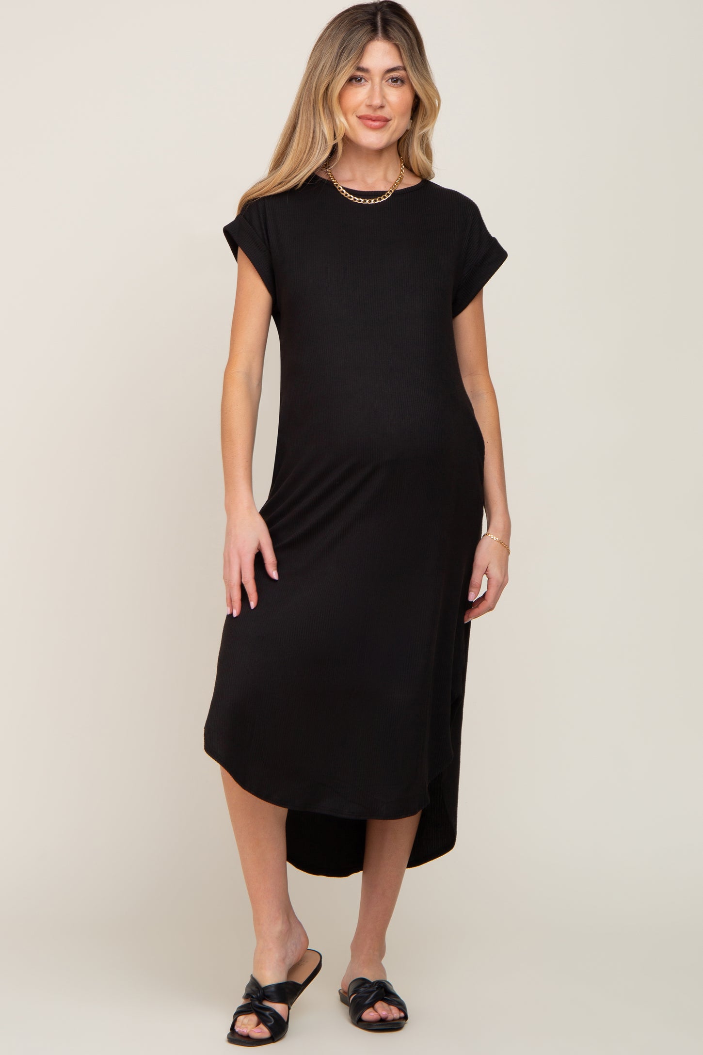 Black ribbed shop maternity dress