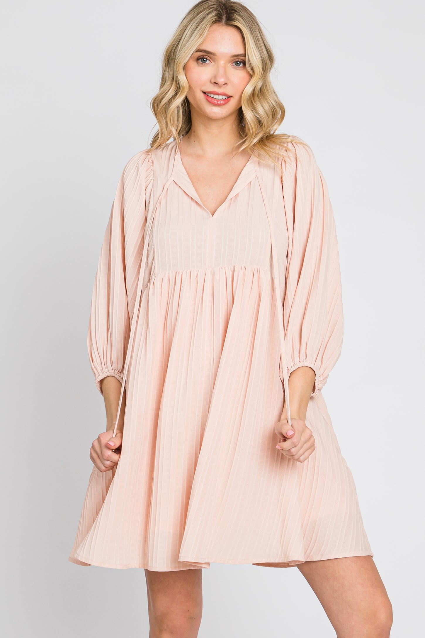 Light Pink Textured Stripe Babydoll Dress – PinkBlush