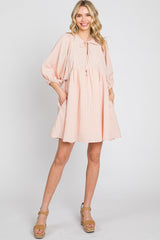 Light Pink Textured Stripe Babydoll Dress