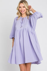 Lavender Textured Stripe Babydoll Dress