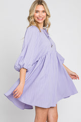 Lavender Textured Stripe Babydoll Dress