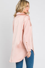 Light Pink Satin Button Up Blouse