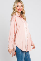 Light Pink Satin Button Up Blouse