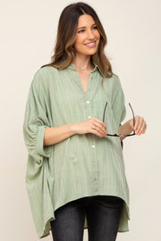 Mint Green Plaid Maternity Button Down Blouse