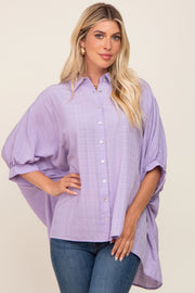 Lavender Plaid Button Down Blouse