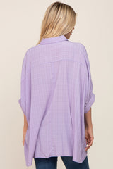 Lavender Plaid Button Down Blouse