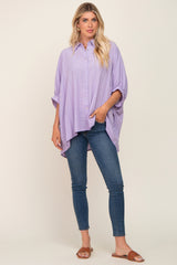 Lavender Plaid Button Down Blouse