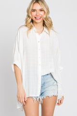 White Plaid Button Down Blouse