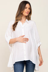 White Plaid Maternity Button Down Blouse