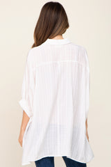 White Plaid Maternity Button Down Blouse