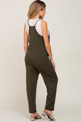 Green Front Pocket Maternity Jumpsuit