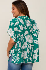 Green Floral V-Neck Maternity Blouse