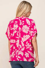 Magenta Floral V-Neck Blouse