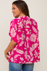 Magenta Floral V-Neck Maternity Blouse