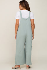 Mint Green Ribbed Maternity Wide Leg Jumpsuit