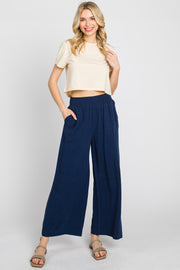 Navy Wide Leg Pants