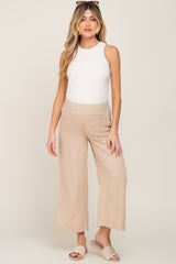 Beige Wide Leg Maternity Pants