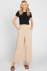 Beige Wide Leg Pants