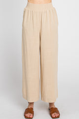 Beige Wide Leg Pants