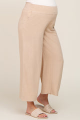 Beige Wide Leg Maternity Pants