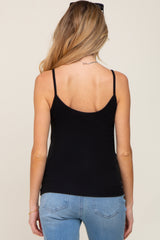 Black Ribbed Basic Maternity Tank Top