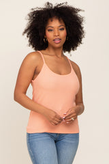 Peach Ribbed Basic Tank Top