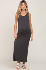 Charcoal Sleeveless Maternity Maxi Dress