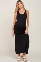 Black Sleeveless Maternity Maxi Dress