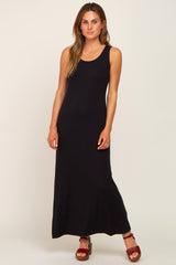 Black Sleeveless Maternity Maxi Dress