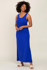 Royal Sleeveless Maternity Maxi Dress