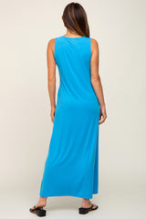 Blue Sleeveless Maxi Dress