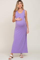 Lavender Sleeveless Maternity Maxi Dress