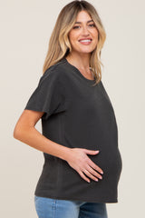 Black Faded Basic Maternity T-Shirt