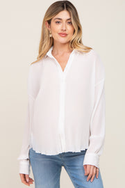 Ivory Plisse Maternity Chiffon Blouse