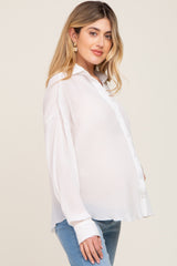 Ivory Plisse Maternity Chiffon Blouse