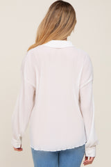 Ivory Plisse Maternity Chiffon Blouse