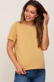 Gold Basic Cropped Maternity T-Shirt