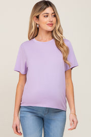 Lavender Basic Cropped Maternity T-Shirt