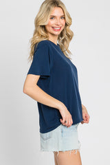 Navy Basic Cropped T-Shirt