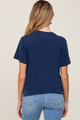 Navy Basic Cropped Maternity T-Shirt