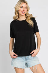 Black Basic Cropped Maternity T-Shirt