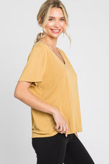 Gold V-Neck Relaxed Short Sleeve Top