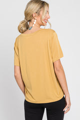 Gold V-Neck Relaxed Short Sleeve Top